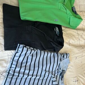 Polo by Ralph Lauren Green, Black, and Gray Striped Shirts